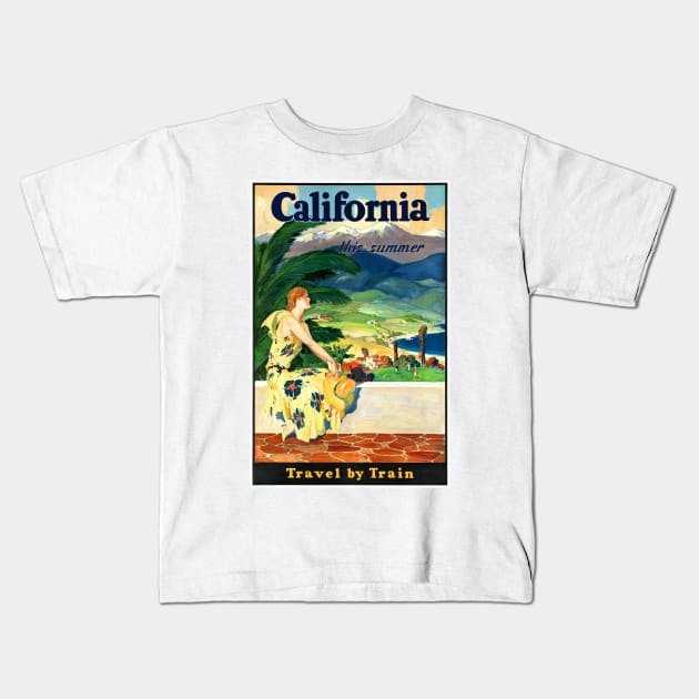 Vintage Travel Poster USACalifornia this summer Kids T-Shirt by vintagetreasure